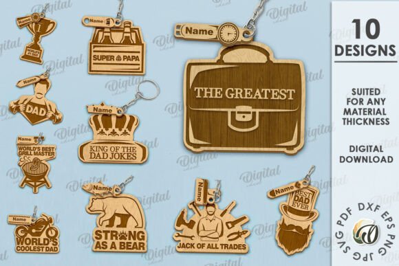 Paquete De Llaveros Para El Dia Del Padre Creativo Digital